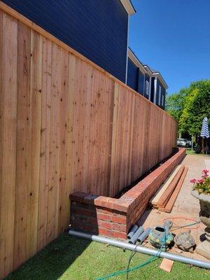 Backyard Wooden Privacy Fence through Built-in Flowerbed