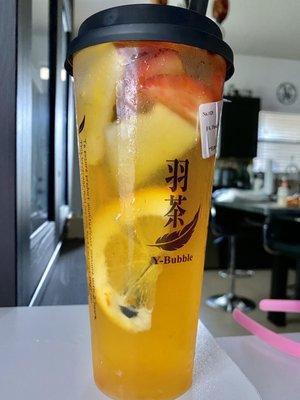 Peach fruit tea with extra fruit