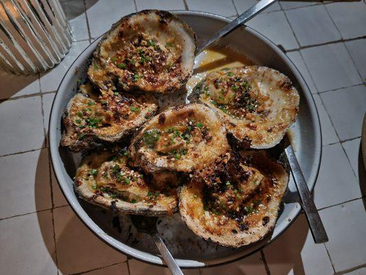 2. Chargrilled oysters: torgarashi garlic butter, pecorino, furikake. $15.