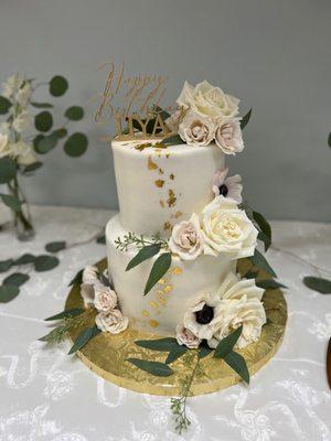 Birthday cake, flowers