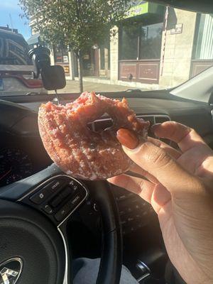 The infamous cherry doughnut! I couldn't resist eating it before I wrote the review lol