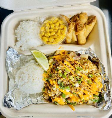 Sisig and lumpia combo plate