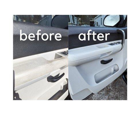 Before & after photo of door steaming