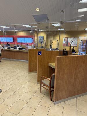 No clients. All staff.  There's even another staff hanging out in a booth. What a loser bank