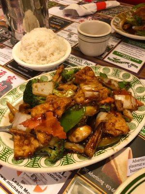 Stir-fried veg and tofu