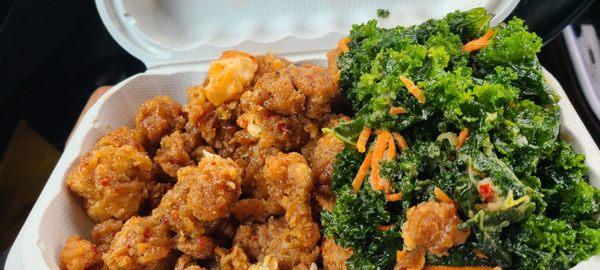 General Tso's cauliflower and Garlic Kale