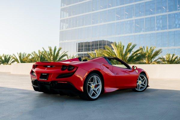 Rear end of our beautiful red Ferrari F8 Spyder