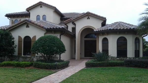 This large two-story home was pressure washed from top to bottom, including the massive tile roof, and repainted changing all...