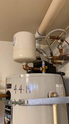 Water heater and thermal expansion tank.