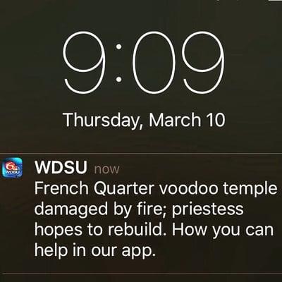 Voodoo Priestess warns GoFundMe for fire damage  Bad Gris-Gris; no worries  #NOLA_Haiku #GrisGris #Voodoo #PriestessMiriam #VoodooTemple