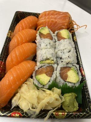 Salmon lover sushi entree .