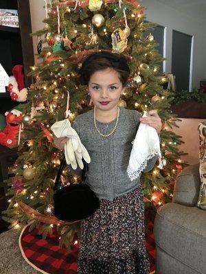 Gloves, purse, pearls, handkerchief and Hat from Vintique