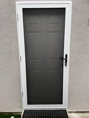 White Single Security Screen Door