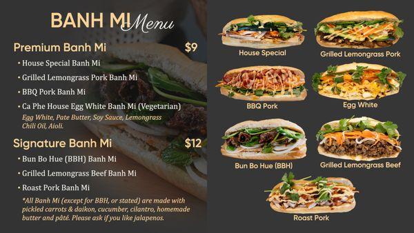 Banh Mi menu