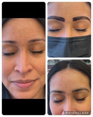 Before and after brow tint