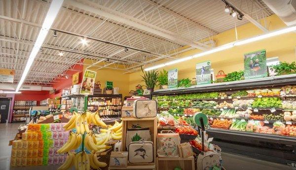 Our produce department prioritizes organic and locally grown fruits and vegetables.