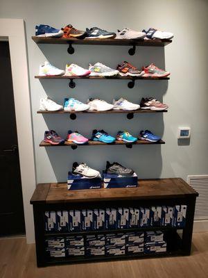 Tennis shoe display.