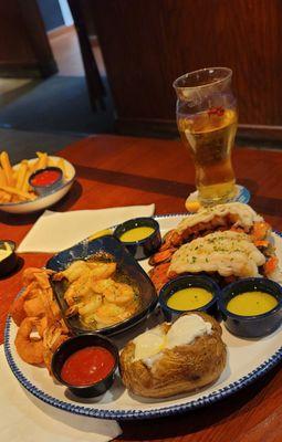 10/23/24 Create your own ultimate feast  Two lobster tail /shrimp scampi /regular fried shrimp  Baked potato