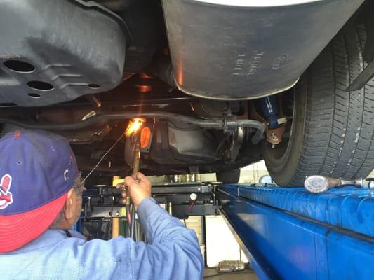 some brazing on a exhaust cut-out install