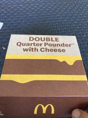 Box shows a Double Bacon Quarter Pounder with Cheese