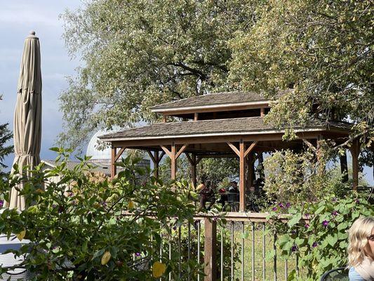 View from the patio to the gazebo