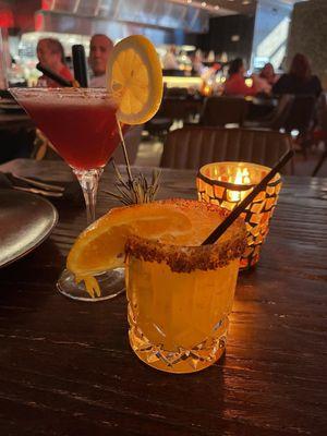 Prickly Pear Martini and Mezcalita Tangerine