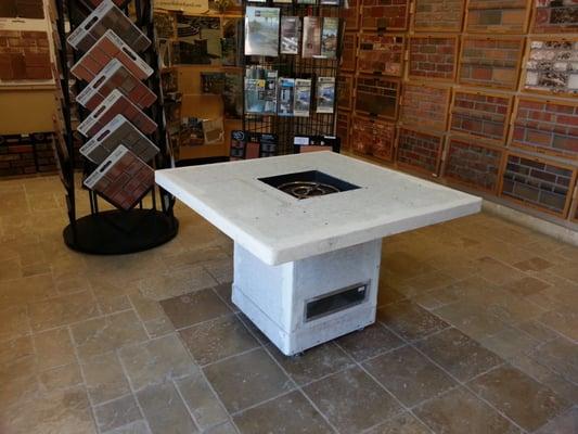 Propane fire pit table. Dress it up as simple or as fancy as you want!