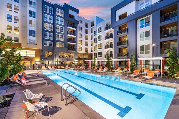 Relaxing main pool courtyard