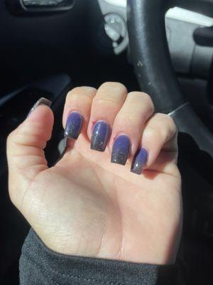 Ombré black and purple dip