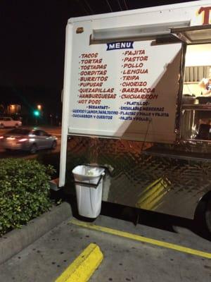 Menu on side of truck