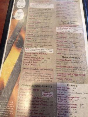 The menu