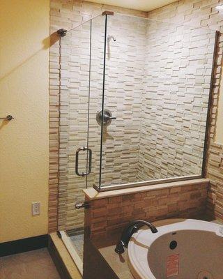 3/8 Frameless Shower Enclosure with Brushed Nickel U Channel