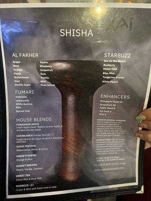 Variety of Shisha and enhancers they have!