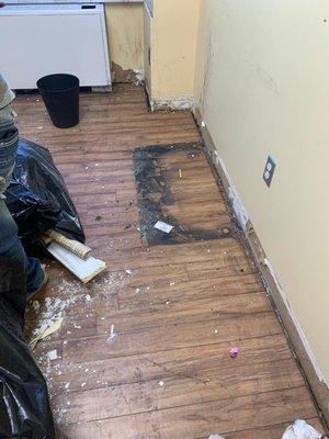 Damaged Flooring - Water Damage Restoration - Commercial job in Arlington, VA