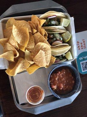 Lunch Special 3 tacos and chips and salsa $12