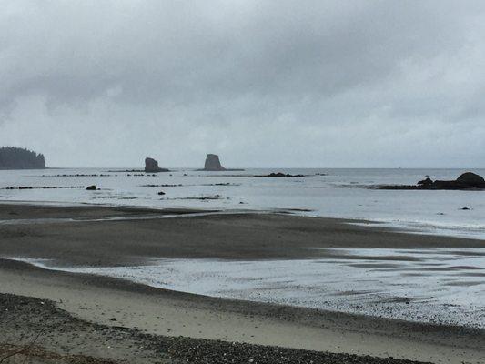 View of beach from the yard at Bullman Beach Inn. March 2018.