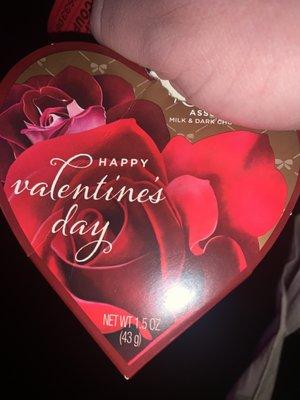 We received little valentine boxes of chocolate which were enjoyed while waiting in line :)