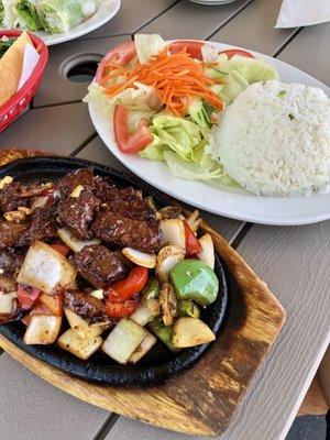 Shaking beef, comes with rice and salad!