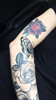 fresh butterfly and healed rose by anthony