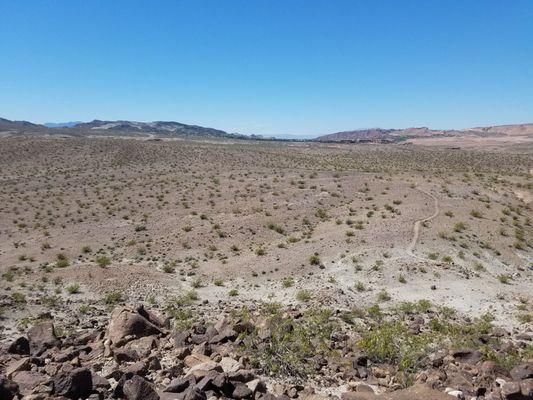 On the high Bluff at the end of the 0.9 mile trail facing west towards Lake Las Vegas. 4/2/2017