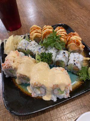 Top to bottom: TNT roll, Alaska roll, Kani lover roll