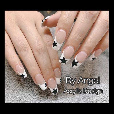 Acrylic stars design by Angel at Stars Nails