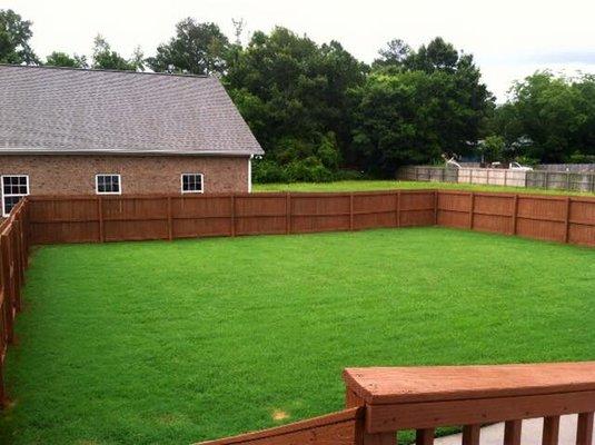 Fenced in backyard where your kids are let out several times a day for potty and playtime.