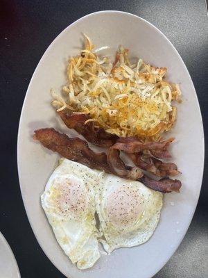 Eggs hash browns and bacon