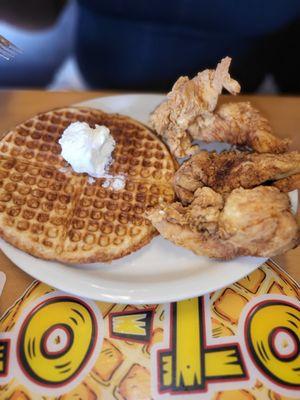 Chicken strips.and waffles.