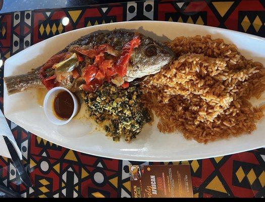 Fried fish and jollof