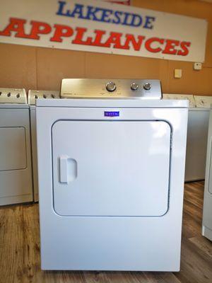 Maytag Dryer in White w/ Brushed Aluminum Control Panel @ Lakeside Appliances Havasu - 120 Day Warranty