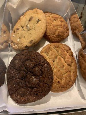 S'mores, peanut butter and double chocolate chip cookies