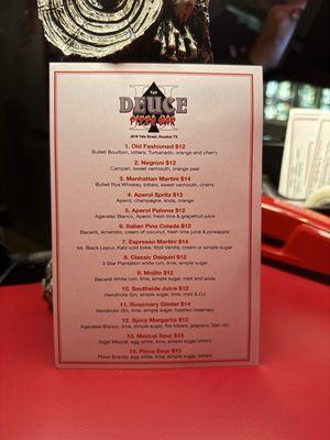 The Deuce (cocktail menu)