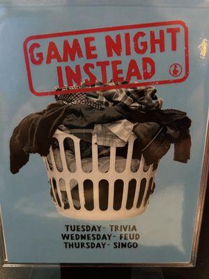 Game nights Tues-Thurs